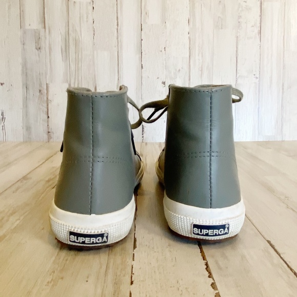 Superga | Womens Gray Leather Lace Up High Top | Size: 7 - Picture 9 of 10